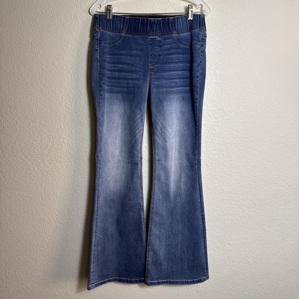 Soft Surroundings Jeans Womens S Blue Flare Pull On Comfort Stretch Denim 2FK93